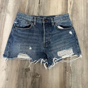 Free People Distressed Denim Shorts